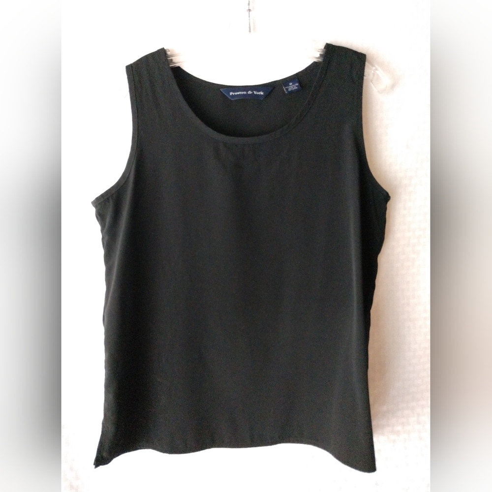 Preston & York Black Tank Blouse Size 12 Chest 38" Business Office Suit Blouse